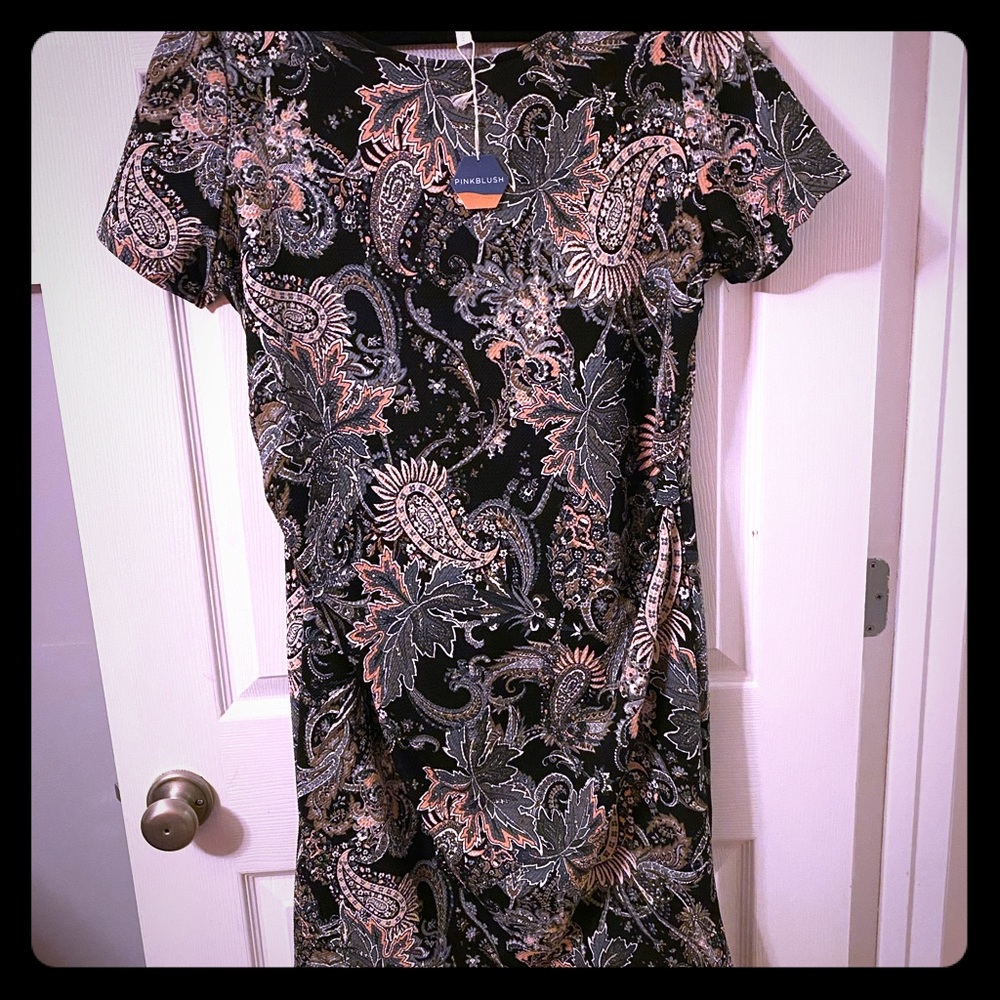 Navy Blue Paisley Maternity Dress